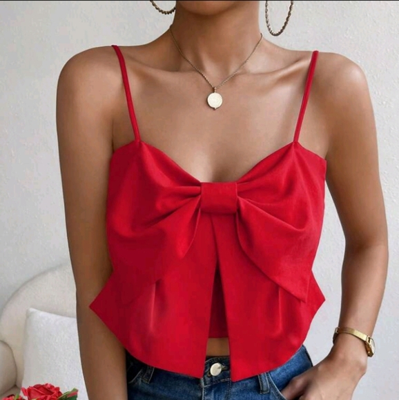 Big Bow Front Shirred Back Cami Top - Picture 4 of 6